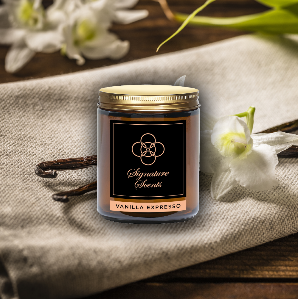Signature Scents Candle -  Vanilla Espresso - Gold Lid