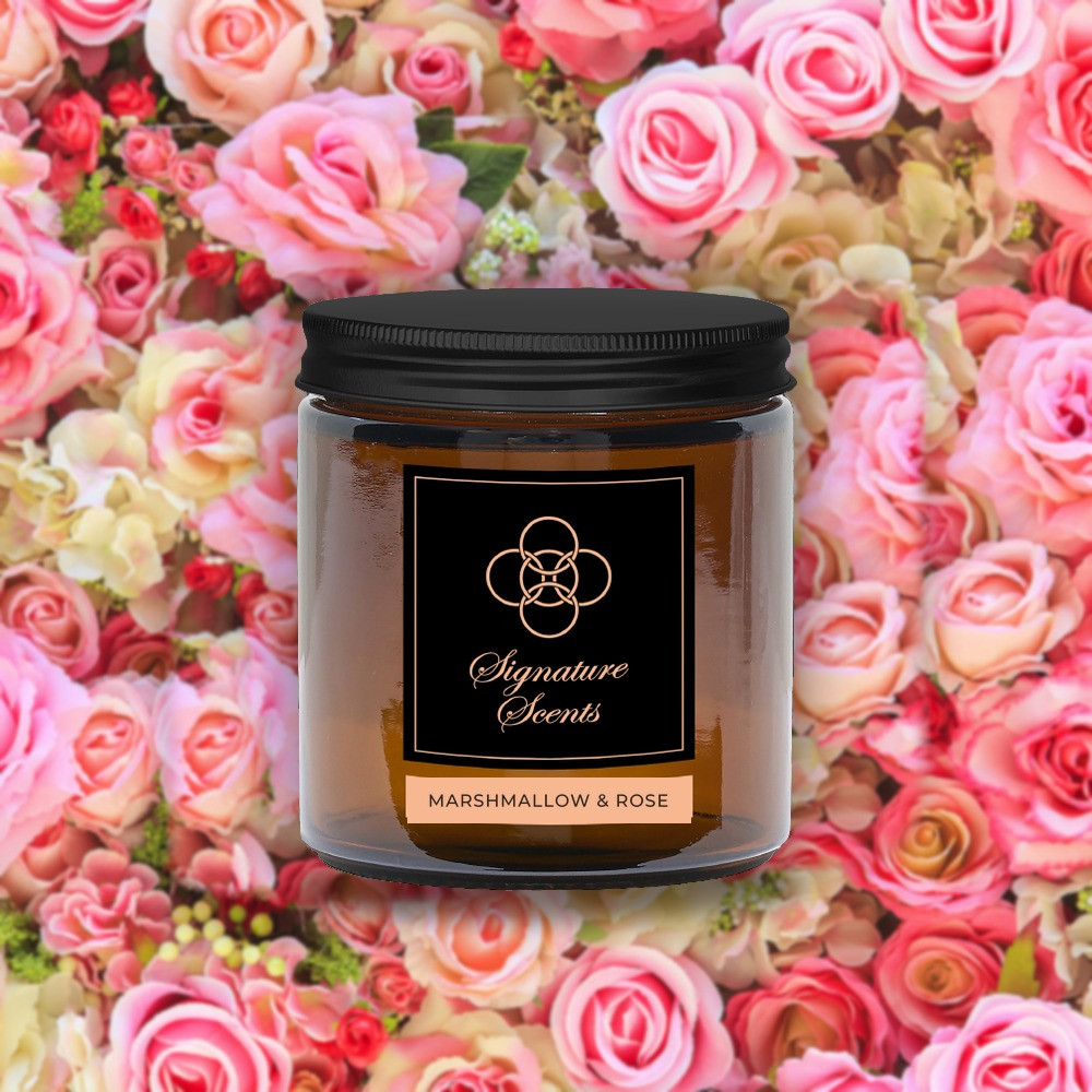 Signature Scents Candle - 250ml Marshmallow & Rose - black lid